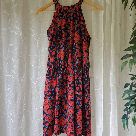 C+D+M Red and Navy Blue Floral Yoke Dress - Picture 2 of 10